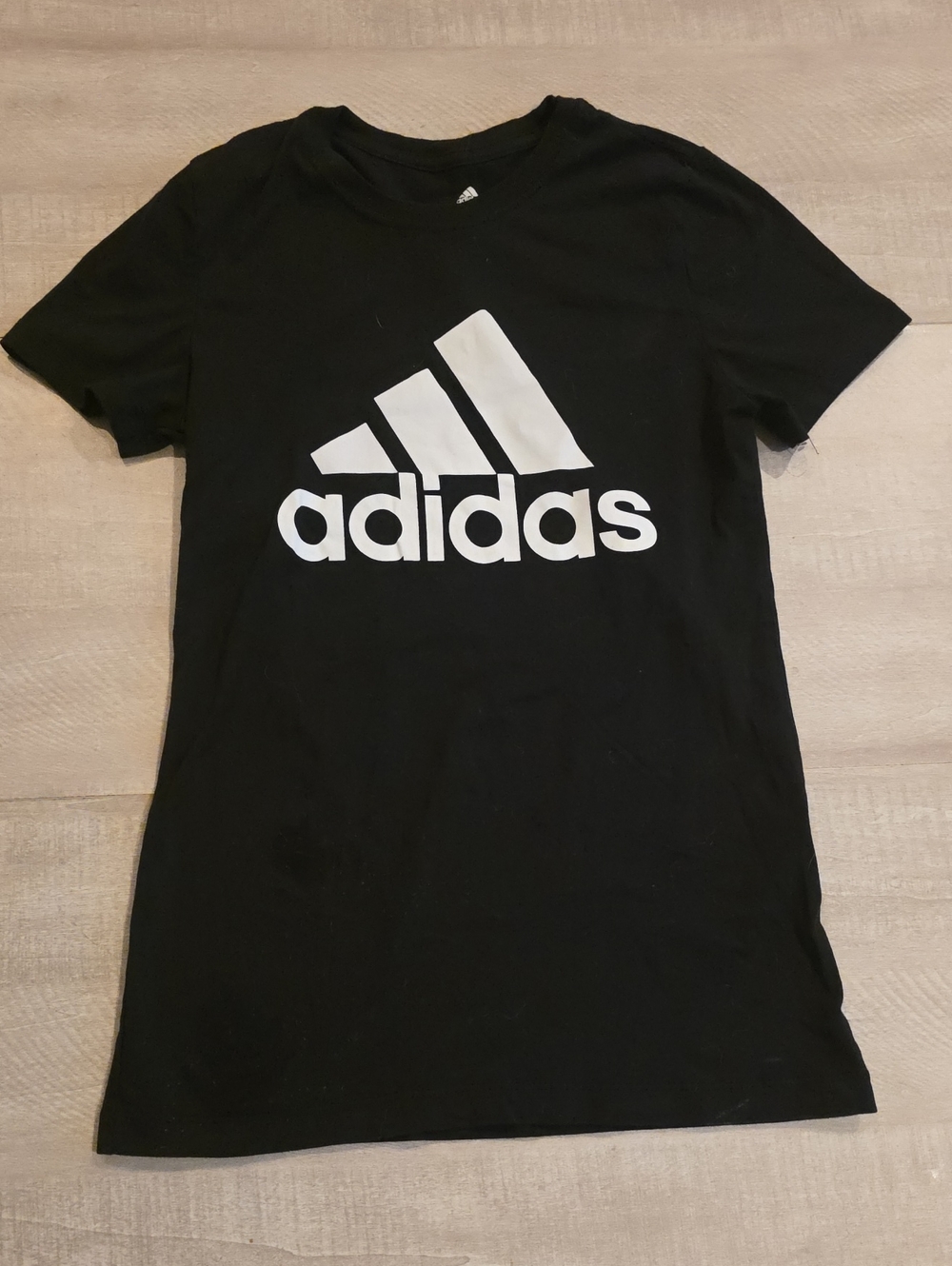 adidas Black Tee with White Logo - Kids Short Sleeve
